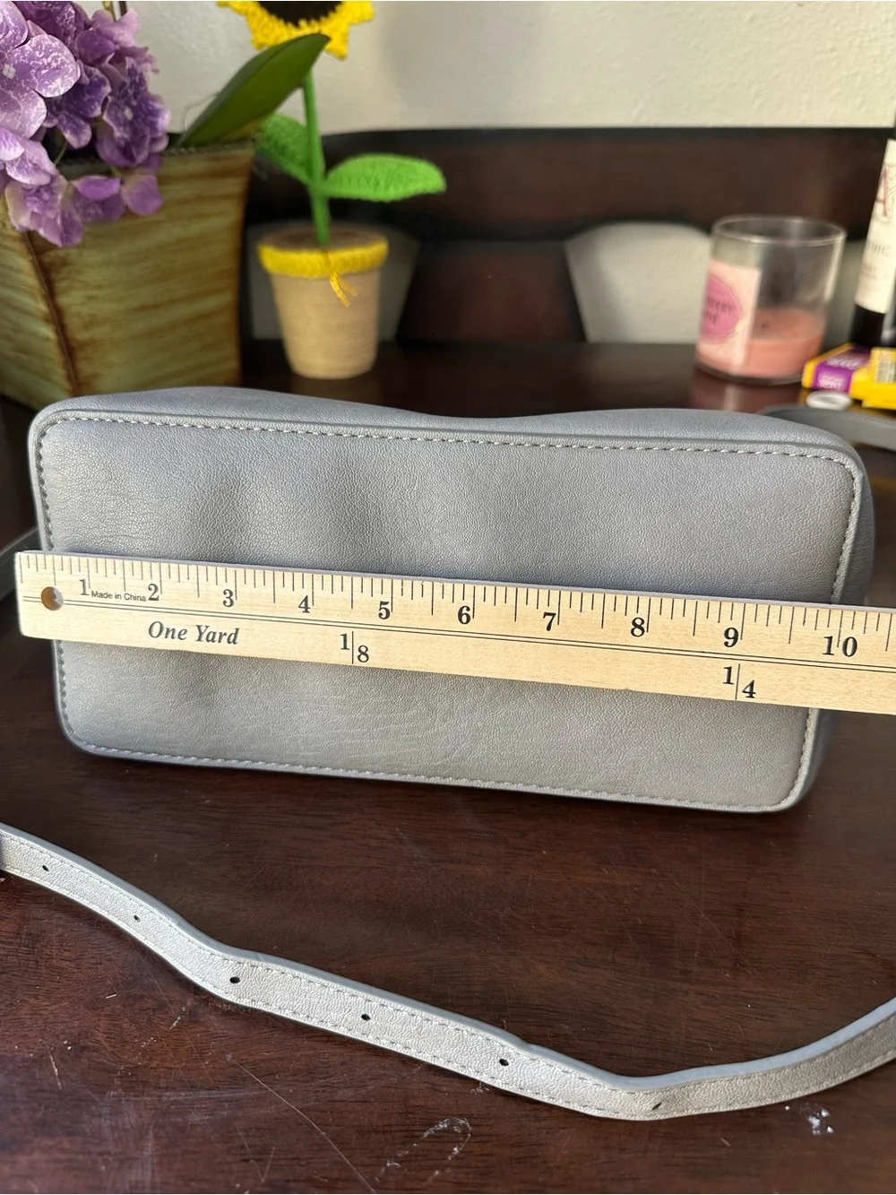 Antik Kraft Light Gray Crossbody Bag with Gold Handle